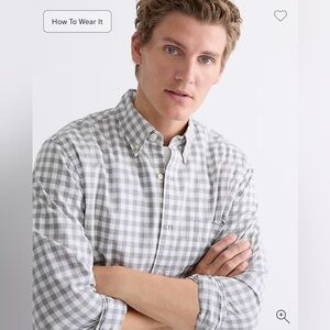 J. Crew Slim Gray and White Plaid Shirt | Size M
